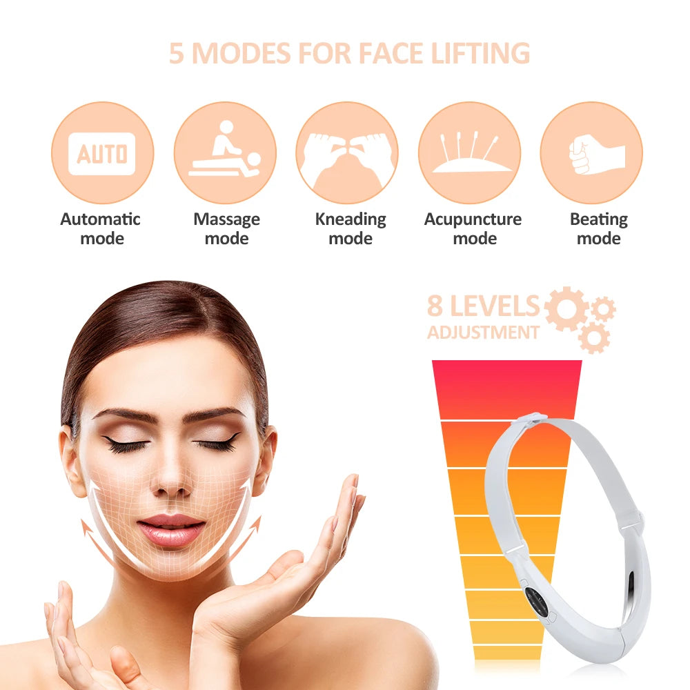 EMS Face Lifting Device LED Photon Therapy Vibration Facial Massager Face Slimming Double Chin Removal V Line Lift Belt SkinCare