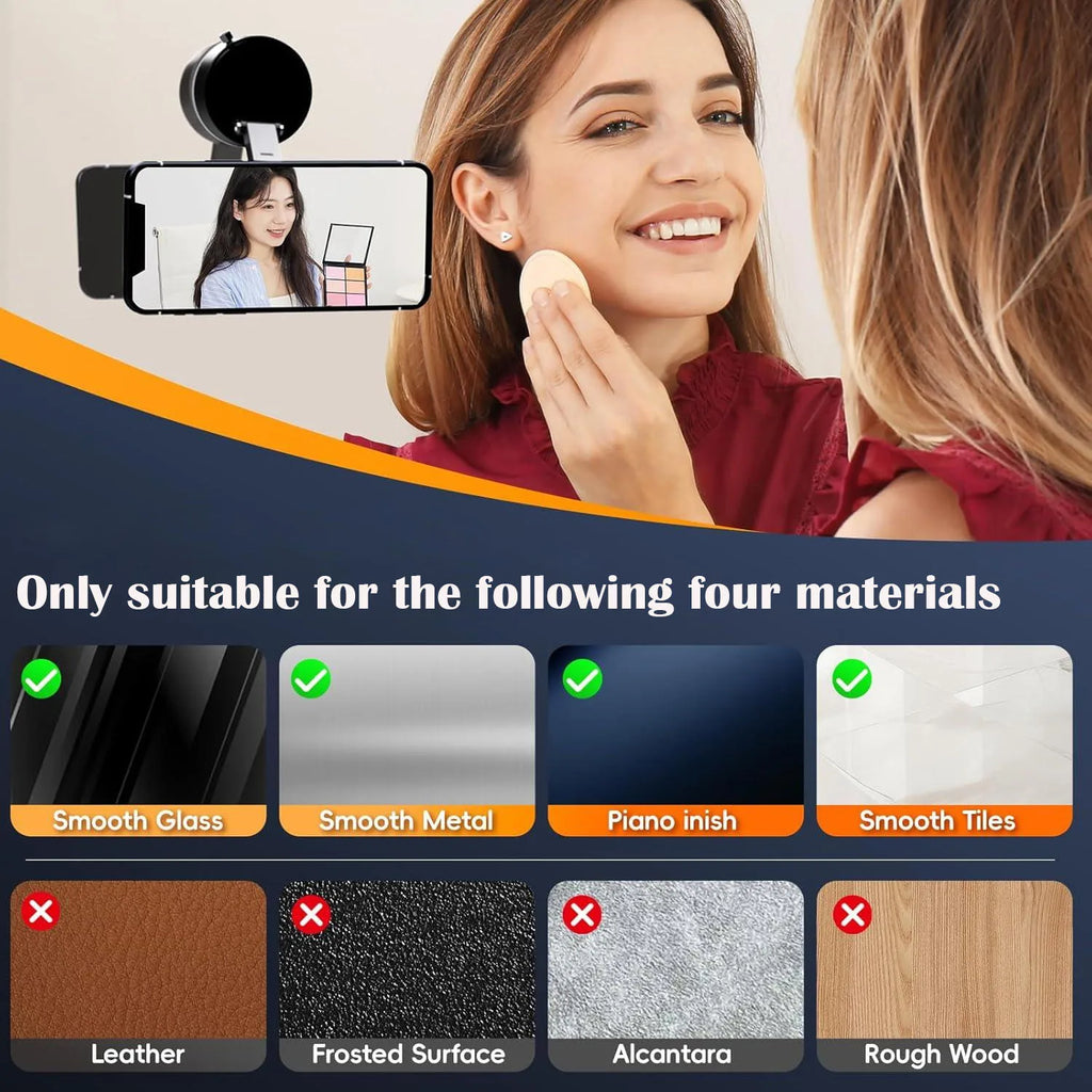 Upgraded 360° Vacuum Magnetic Phone Holder, Magnetic Car Phone Mount, Hands-Free Suction Cup Phone Holder for Car/Gym/Mirror