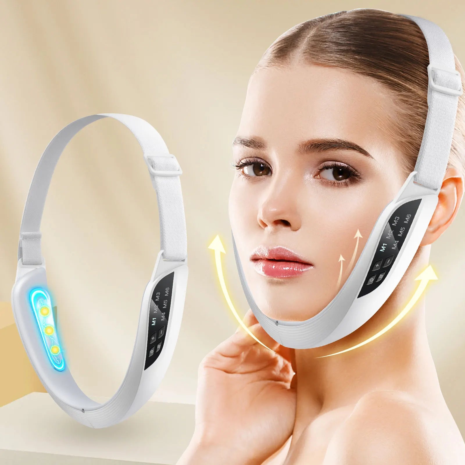 EMS Face Lifting Device LED Photon Therapy Vibration Facial Massager Face Slimming Double Chin Removal V Line Lift Belt SkinCare
