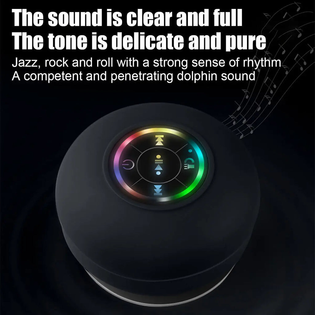 Portable Wireless Bluetooth Speaker Waterproof Suction For Shower Bathroom Black