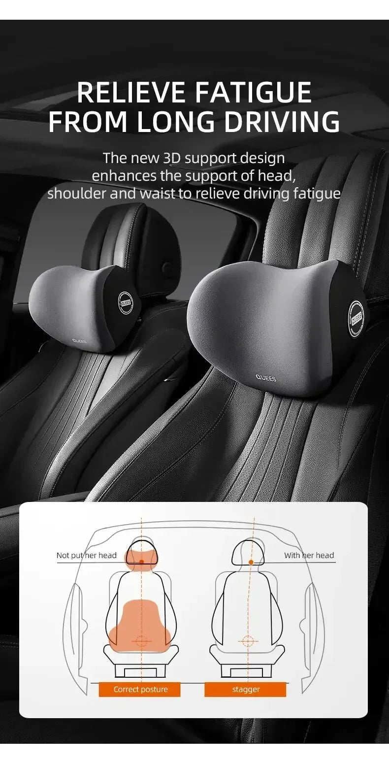 Car Memory Foam Lumbar Support Cushion, Polyester Fabric, Anti-Slip, Washable, Ergonomic Design, Slow Rebound Memory Material