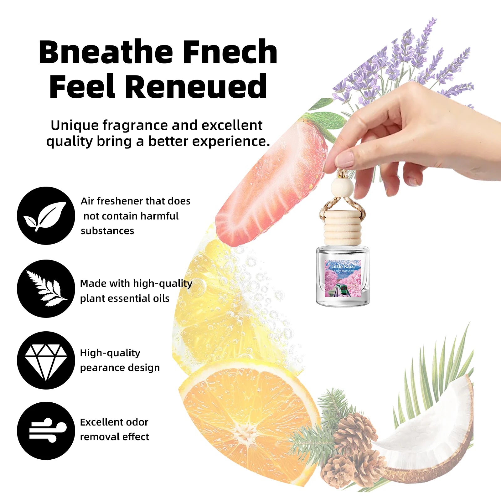 Little kaizi cherry blossoms Scented Car Air Freshener - Long Lasting Car Diffuser - Last 60+ Days