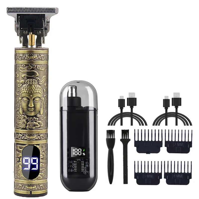 Vintage Hair Trimmer Cordless Electric Hair Cutting Rechargeable Hair Cutting Machine With Nose Hair Trimmer Kit Boyfriend Gift