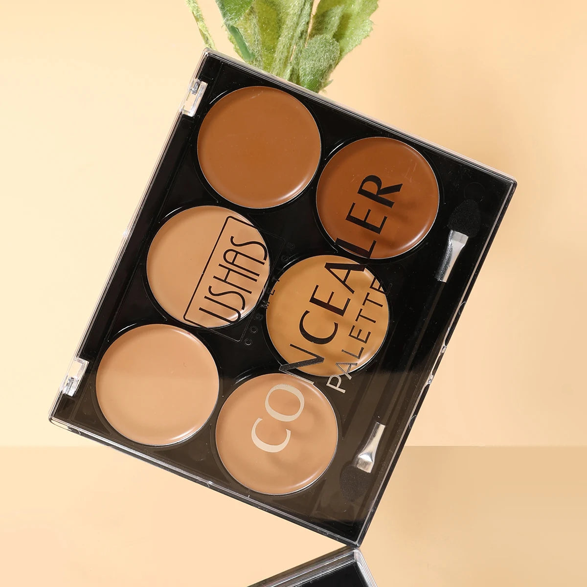 USHAS 6-Color Concealer Palette, Cover Spots Dark Circles, Moist Non-Caking, Contour Brighten, For Beginners Daily Makeup
