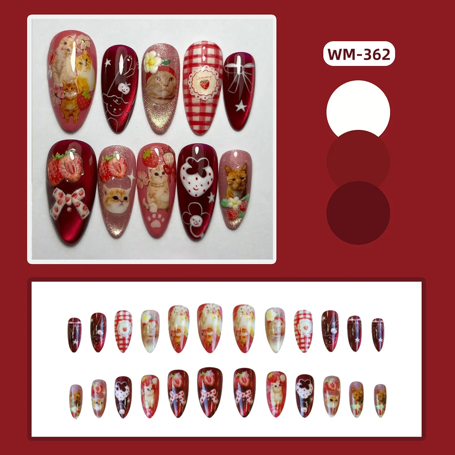 24pcs White Flower Fake Nail Tips Ins Yellow Pink Blush False Nails Wearable Full Cover European Almond Shaped Press on Nails