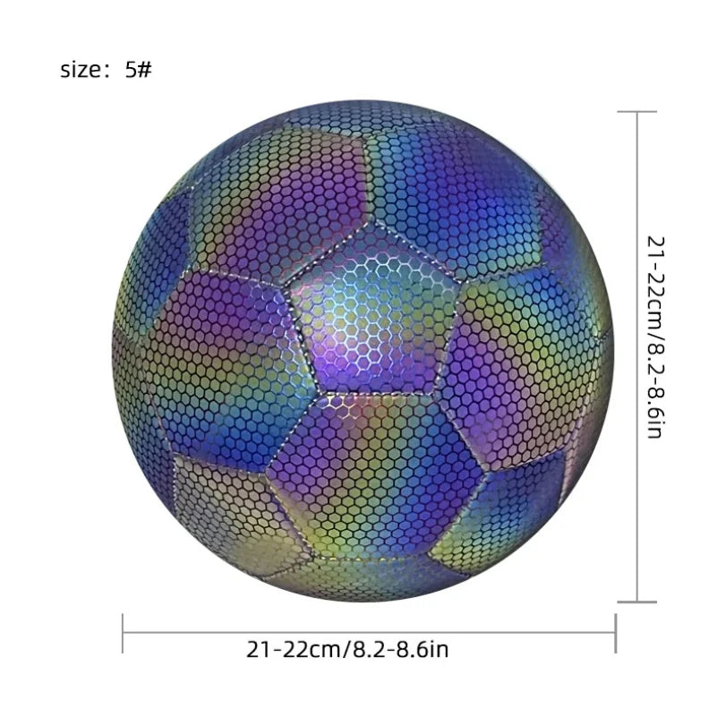 1pc Size 5 Reflective Football, Luminous Colorful Soccer Ball For Indoor And Outdoor Training 1pc Size 5 Reflective Football