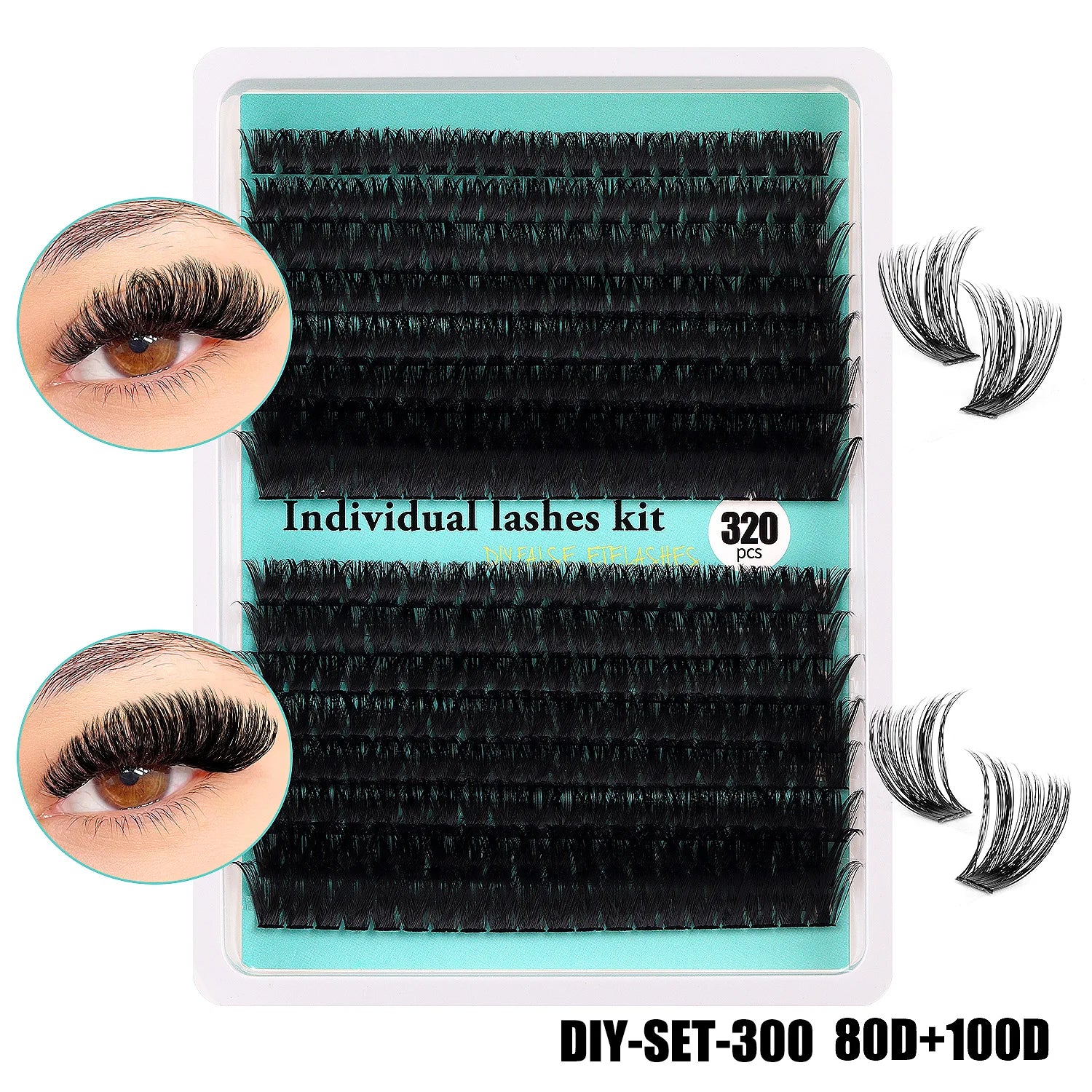 QSTY False eyelashes Cluster Lashes Kit Fluffy Individual Lashes Volume Mixed Tray Faux Mink Lashes Eyelash Extension Makeup