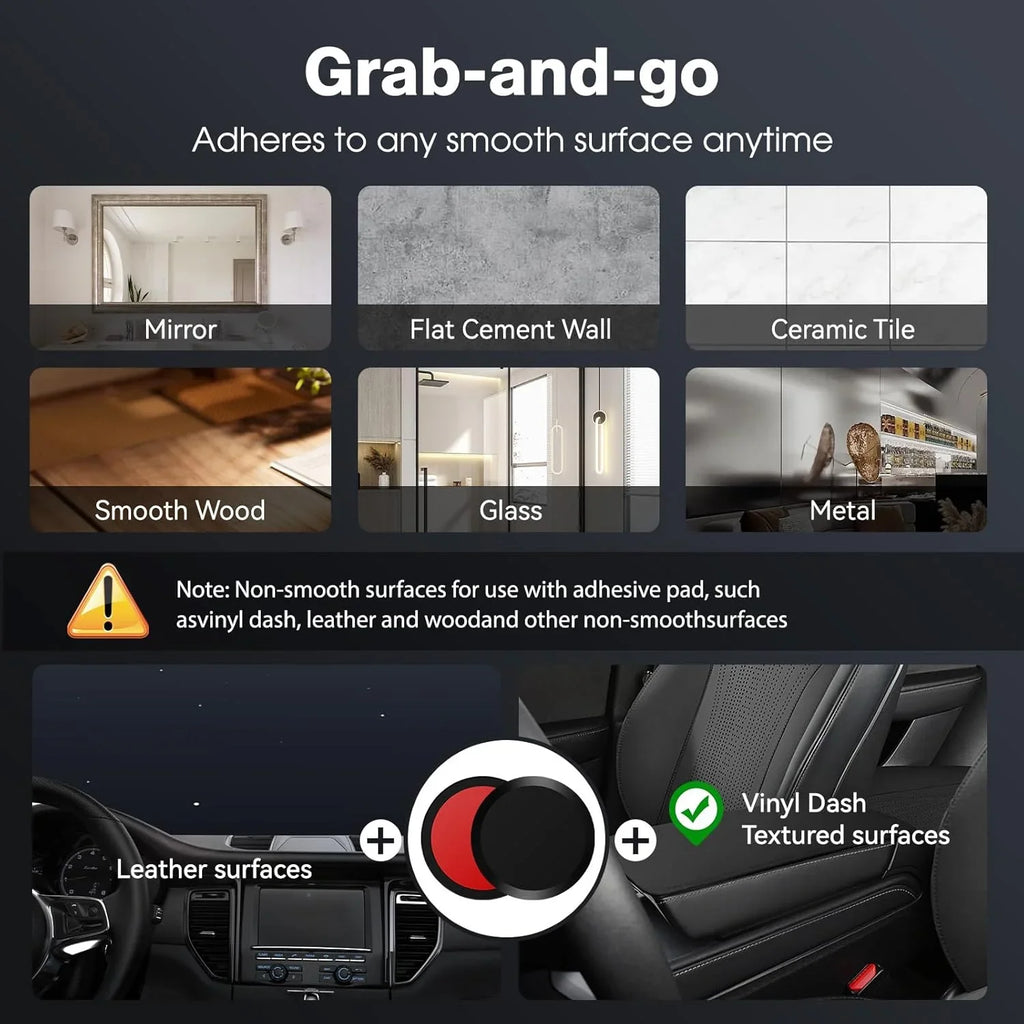 Upgraded 360° Vacuum Magnetic Phone Holder, Magnetic Car Phone Mount, Hands-Free Suction Cup Phone Holder for Car/Gym/Mirror