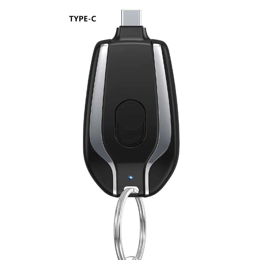 1500mAh Mini Keychain Charger Power Emergency Pod With Type-C Ultra-Compact Mini Battery Pack Fast Charging Backup Power Bank
