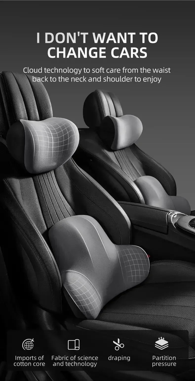 Car Memory Foam Lumbar Support Cushion, Polyester Fabric, Anti-Slip, Washable, Ergonomic Design, Slow Rebound Memory Material
