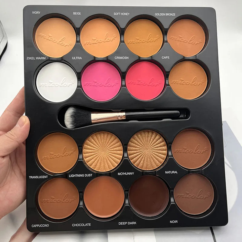 16-Color Blush Three-dimensional Grooming Nose Shadow Highlight Brightening Pearlescent Earth Color Wheat Bronze Contour Palette