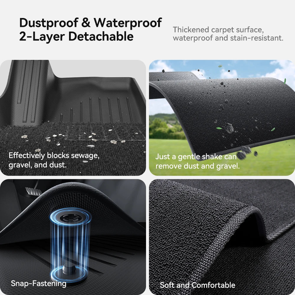 YZ for Tesla Model Y Juniper 2026 Floor Mats with Door Sill Protection Strips All-weather Floor Liner Cargo Mat Trunk Backrest