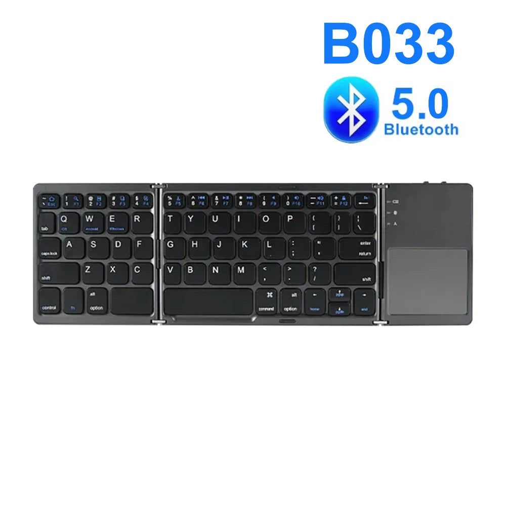 Tri-fold Bluetooth Keyboard with Touchpad Portable Mini Keyboard Rechargeable Keyboard Wireless Keyboard For Windows Android iOS