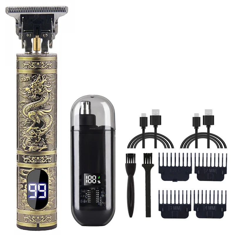 Vintage Hair Trimmer Cordless Electric Hair Cutting Rechargeable Hair Cutting Machine With Nose Hair Trimmer Kit Boyfriend Gift