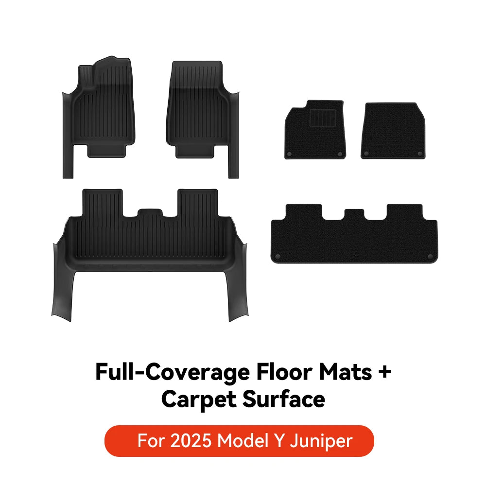 YZ for Tesla Model Y Juniper 2026 Floor Mats with Door Sill Protection Strips All-weather Floor Liner Cargo Mat Trunk Backrest
