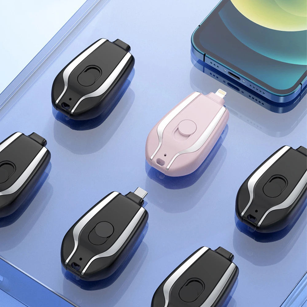1500mAh Mini Keychain Charger Power Emergency Pod With Type-C Ultra-Compact Mini Battery Pack Fast Charging Backup Power Bank
