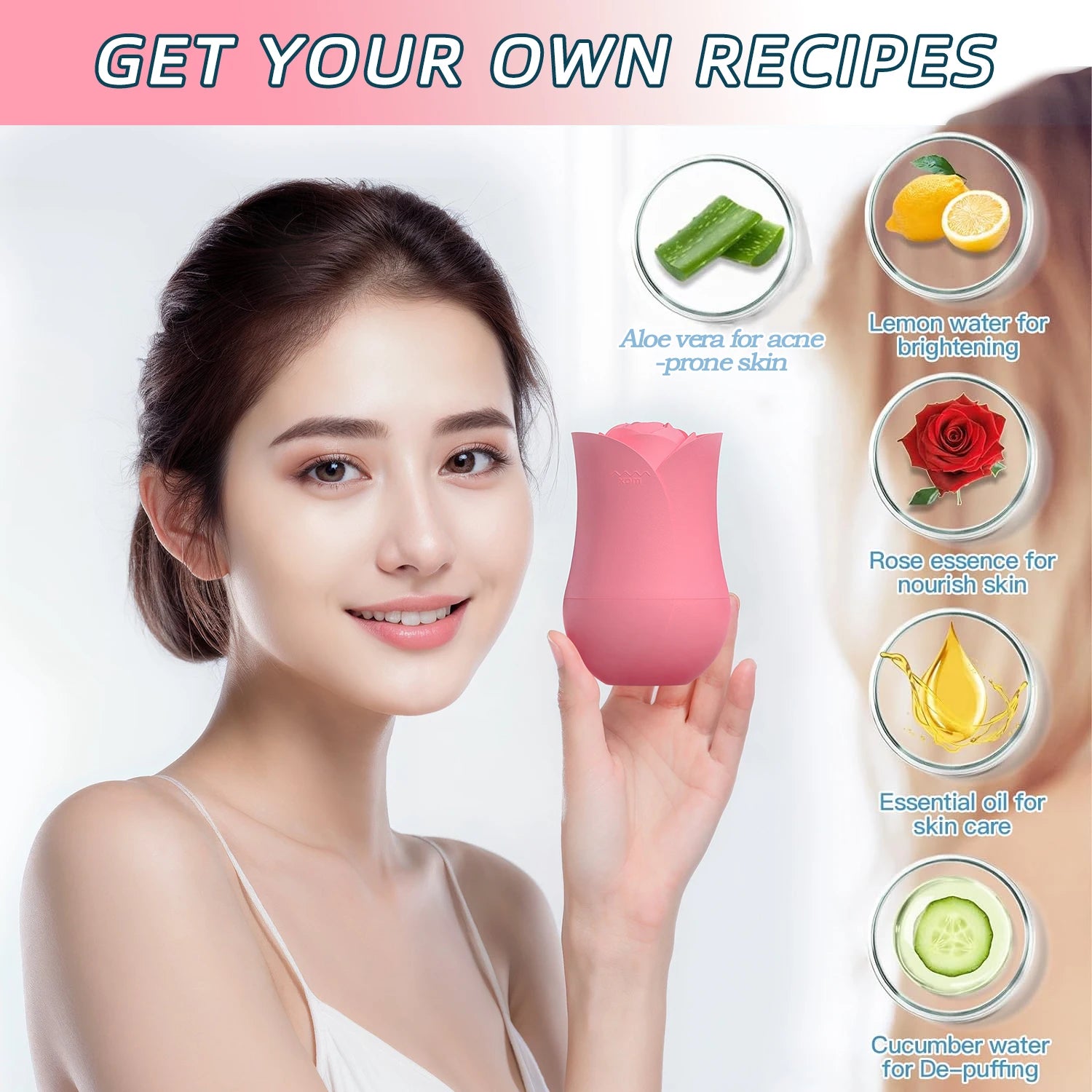 1pc Rose Shape Ice Roller for Face Portable Reusable Cold Compress Massager to Eliminate Morning Facial Puffiness Easy Usage