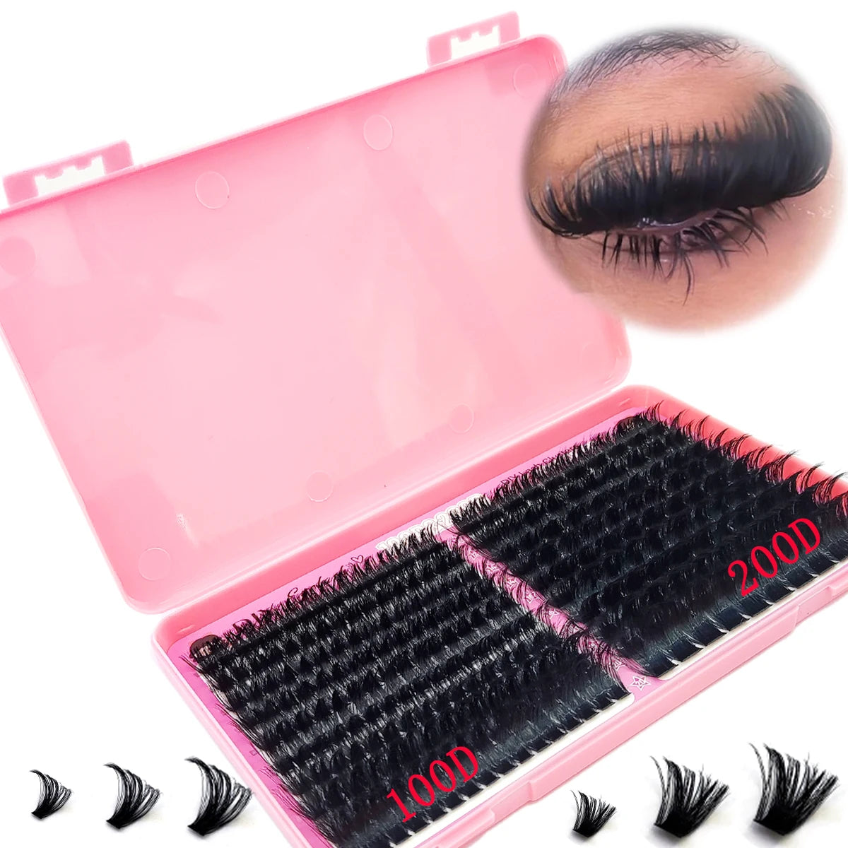 HBZGTLAD 100D/200D false eyelash clusters fluffy thick and dense single eyelash book clusters extended DIY home use
