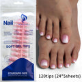 120pcs Short Square False Toe Nail Tips Pink French Soft Gel Press On Toenails White Edge Fake Toe nails Full Cover Toe Nail Tip
