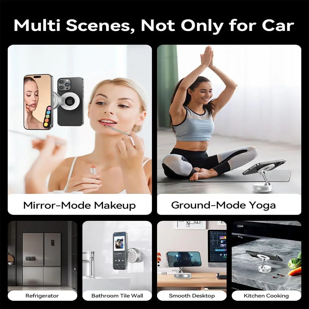 Upgraded 360° Vacuum Magnetic Phone Holder, Magnetic Car Phone Mount, Hands-Free Suction Cup Phone Holder for Car/Gym/Mirror