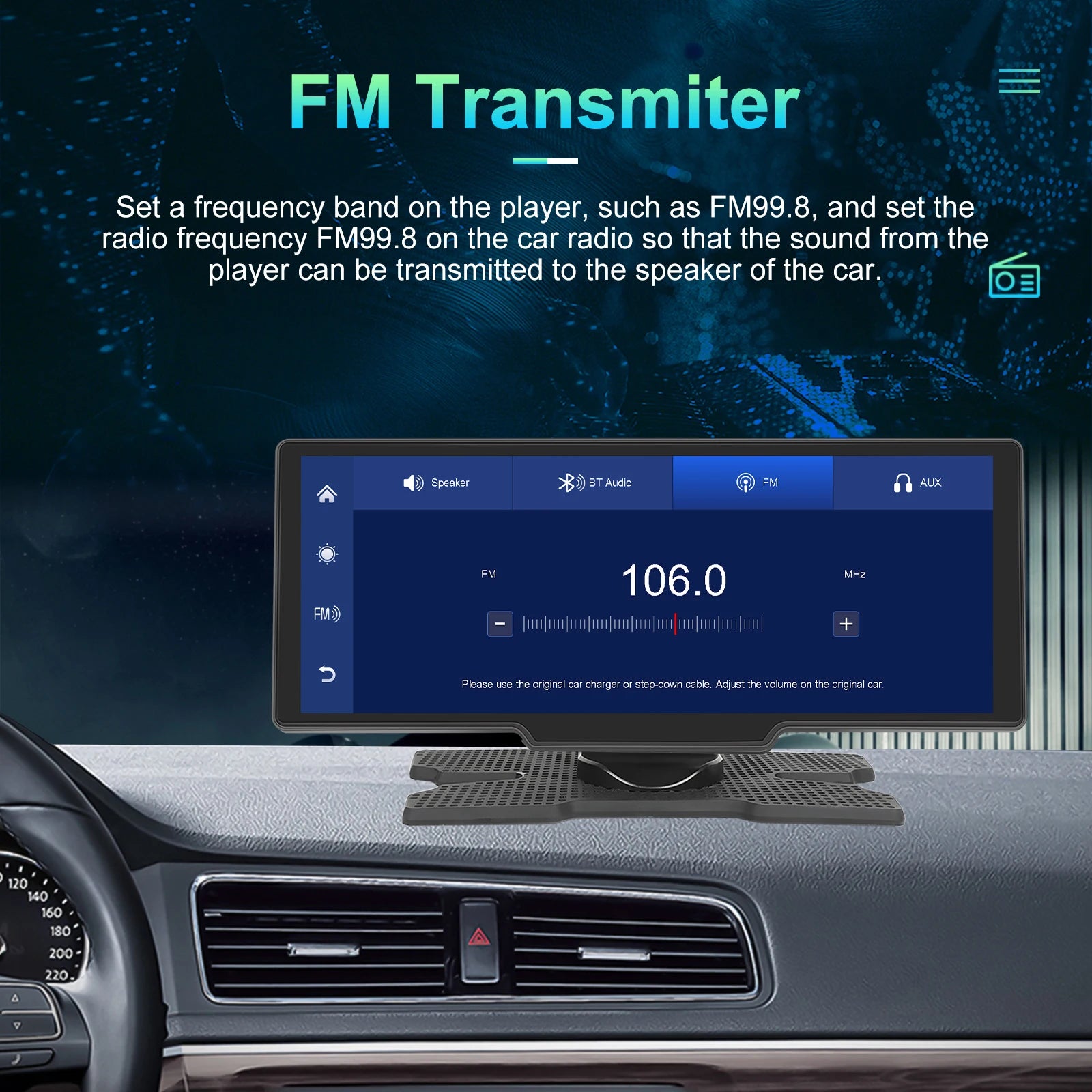 Podofo Wireless Carplay Portable Digital Dashboard Android Auto 10.26 Inch Smart Player With Voice Control 1080P BT TF
