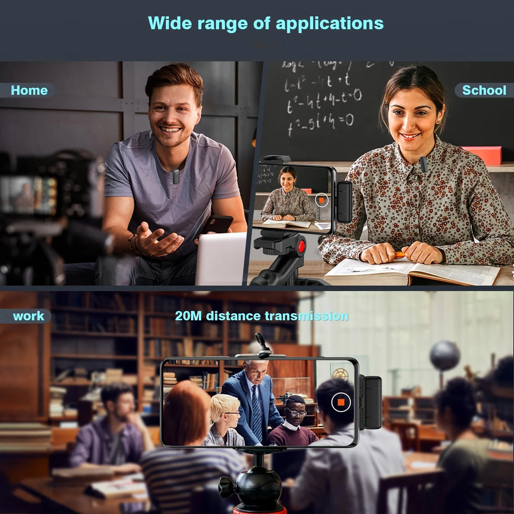 Wireless Lavalier Microphone with Charging Case Windproof Fleece Suitable for Phones Laptop Devices with Noise canceling MIC