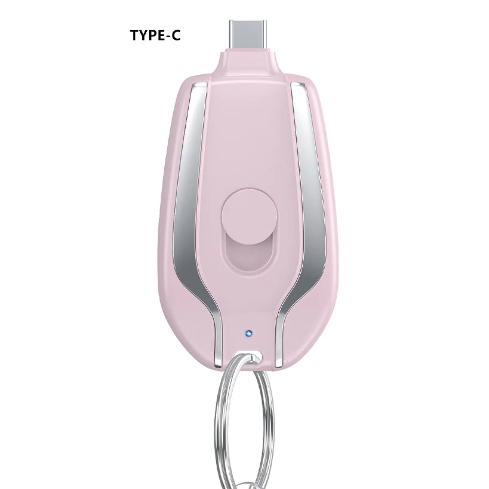 1500mAh Mini Keychain Charger Power Emergency Pod With Type-C Ultra-Compact Mini Battery Pack Fast Charging Backup Power Bank