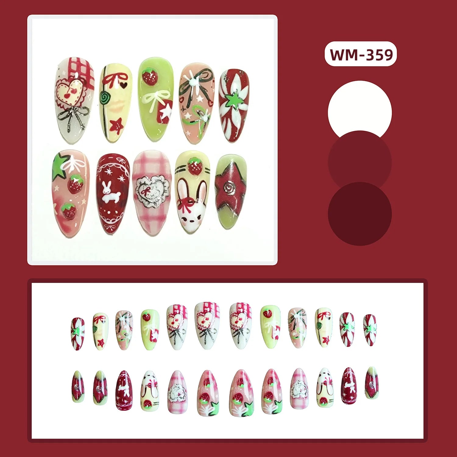 24pcs White Flower Fake Nail Tips Ins Yellow Pink Blush False Nails Wearable Full Cover European Almond Shaped Press on Nails