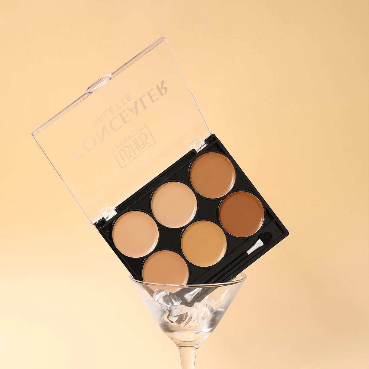 USHAS 6-Color Concealer Palette, Cover Spots Dark Circles, Moist Non-Caking, Contour Brighten, For Beginners Daily Makeup