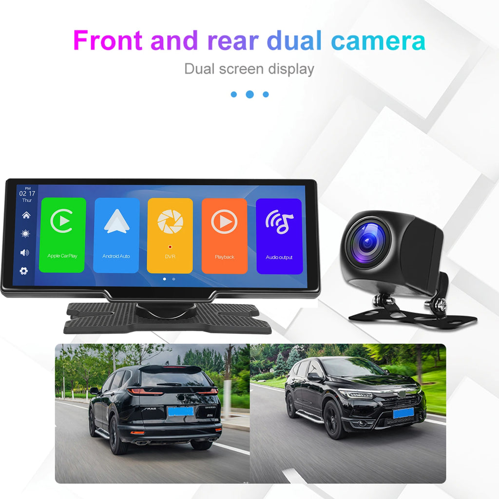 Podofo Wireless Carplay Portable Digital Dashboard Android Auto 10.26 Inch Smart Player With Voice Control 1080P BT TF