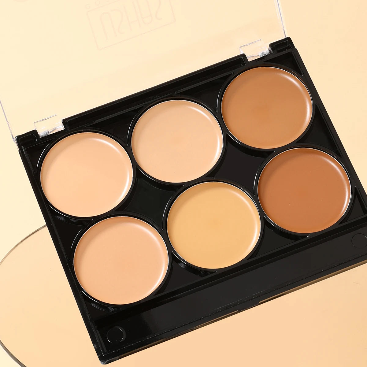 USHAS 6-Color Concealer Palette, Cover Spots Dark Circles, Moist Non-Caking, Contour Brighten, For Beginners Daily Makeup