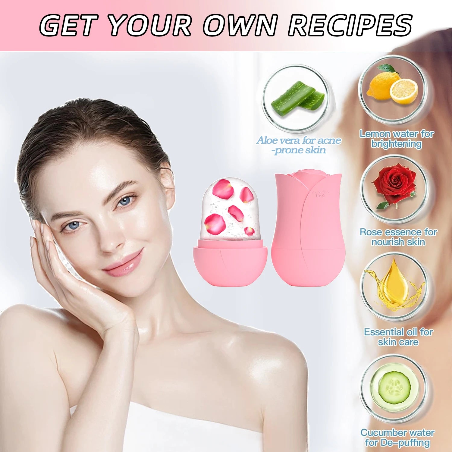 1pc Rose Shape Ice Roller for Face Portable Reusable Cold Compress Massager to Eliminate Morning Facial Puffiness Easy Usage