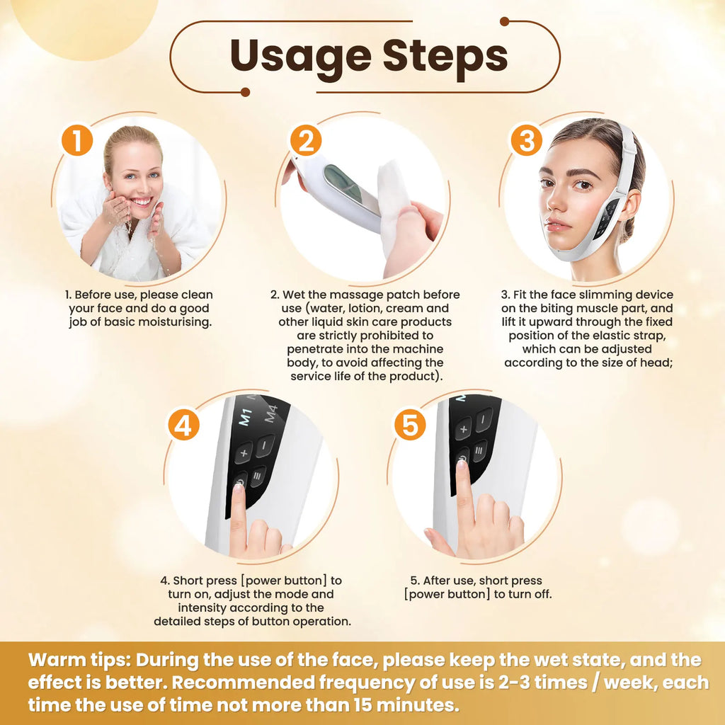 EMS Face Lifting Device LED Photon Therapy Vibration Facial Massager Face Slimming Double Chin Removal V Line Lift Belt SkinCare
