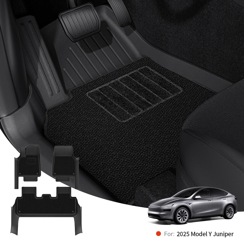 YZ for Tesla Model Y Juniper 2026 Floor Mats with Door Sill Protection Strips All-weather Floor Liner Cargo Mat Trunk Backrest