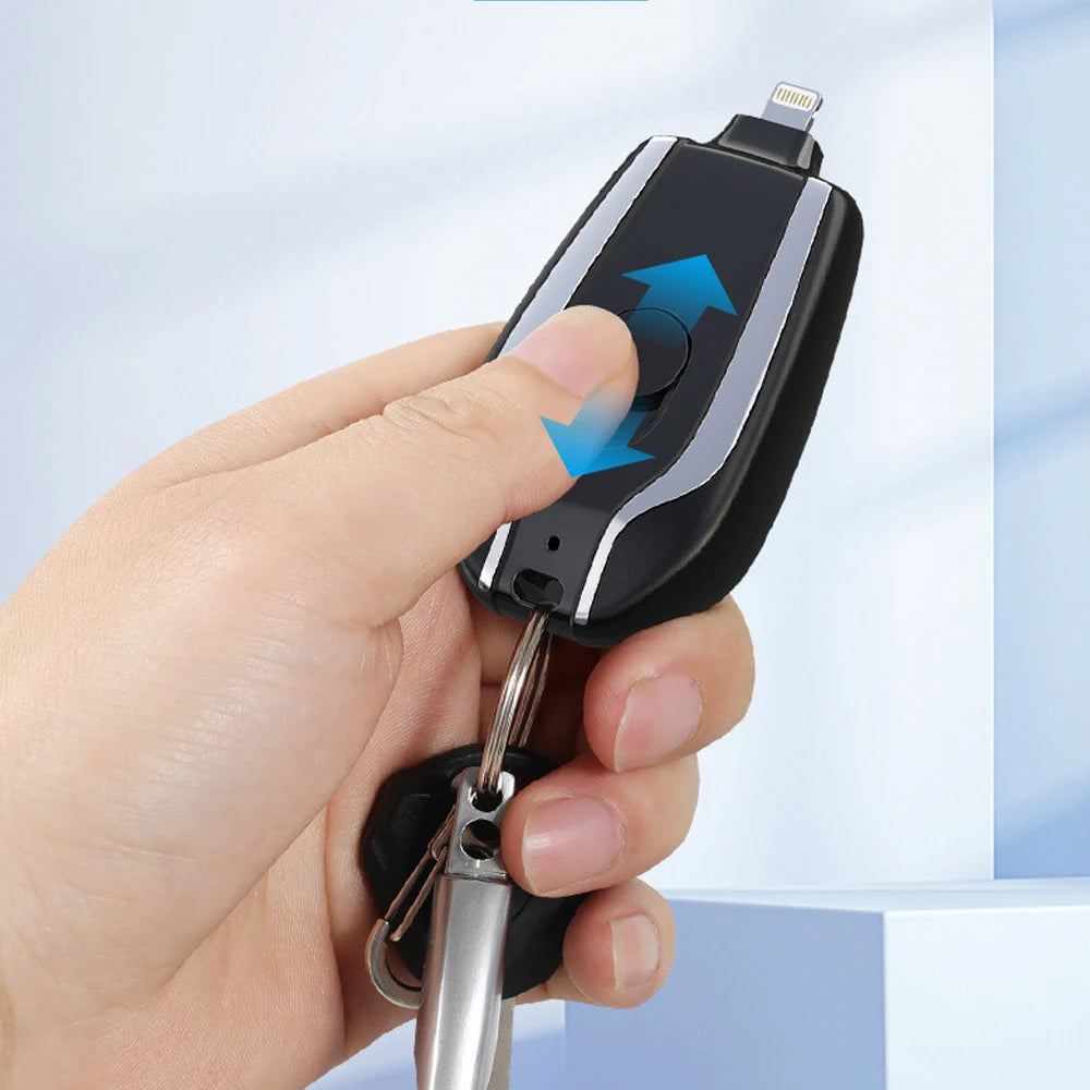 1500mAh Mini Keychain Charger Power Emergency Pod With Type-C Ultra-Compact Mini Battery Pack Fast Charging Backup Power Bank