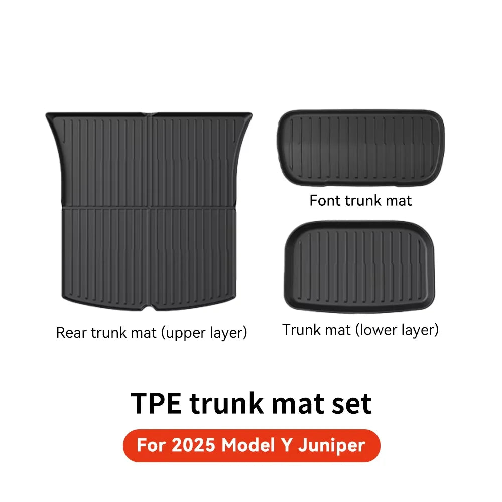 YZ for Tesla Model Y Juniper 2026 Floor Mats with Door Sill Protection Strips All-weather Floor Liner Cargo Mat Trunk Backrest