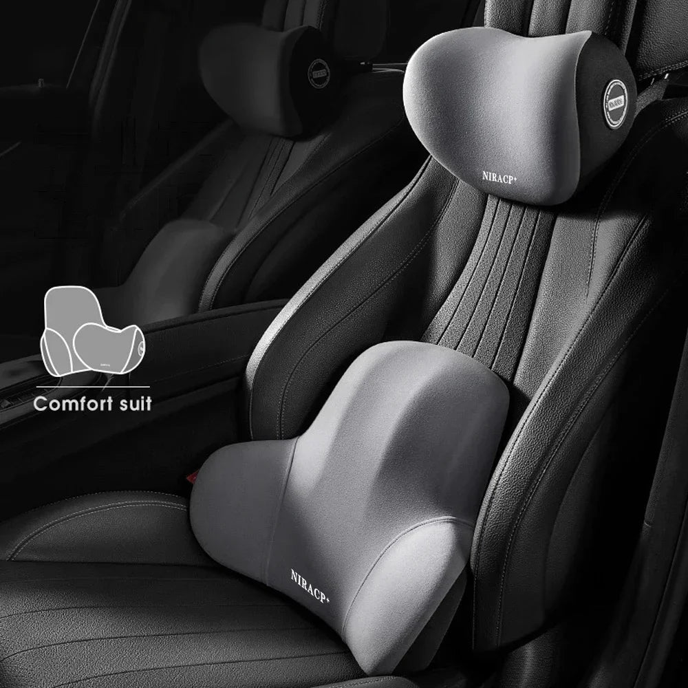 Car Memory Foam Lumbar Support Cushion, Polyester Fabric, Anti-Slip, Washable, Ergonomic Design, Slow Rebound Memory Material