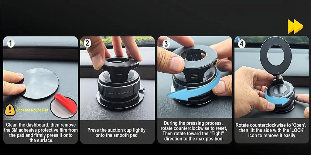 Upgraded 360° Vacuum Magnetic Phone Holder, Magnetic Car Phone Mount, Hands-Free Suction Cup Phone Holder for Car/Gym/Mirror