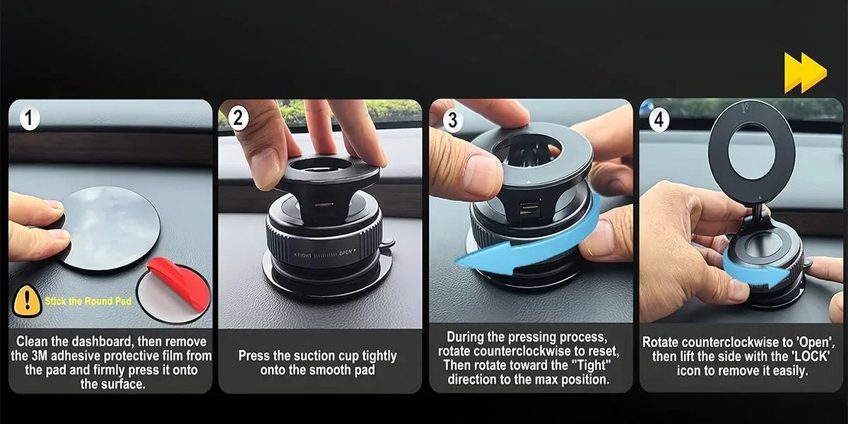 Upgraded 360° Vacuum Magnetic Phone Holder, Magnetic Car Phone Mount, Hands-Free Suction Cup Phone Holder for Car/Gym/Mirror