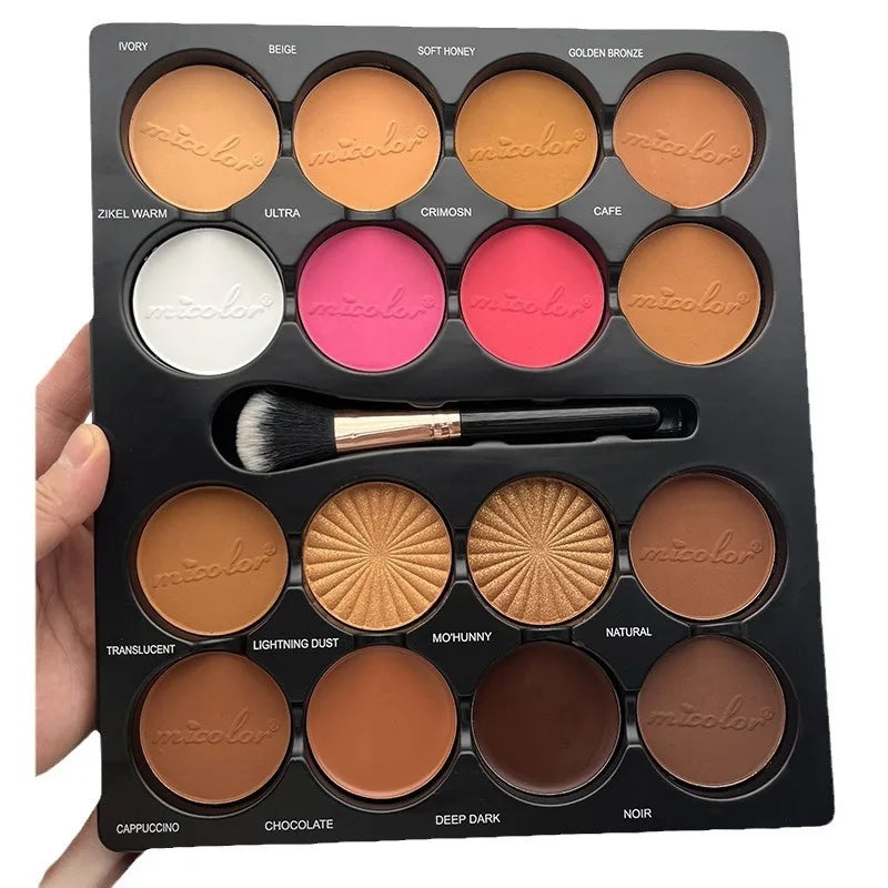 16-Color Blush Three-dimensional Grooming Nose Shadow Highlight Brightening Pearlescent Earth Color Wheat Bronze Contour Palette