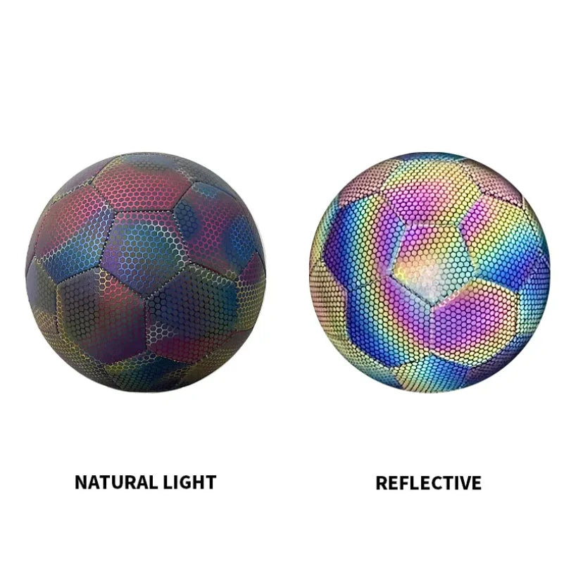 1pc Size 5 Reflective Football, Luminous Colorful Soccer Ball For Indoor And Outdoor Training 1pc Size 5 Reflective Football