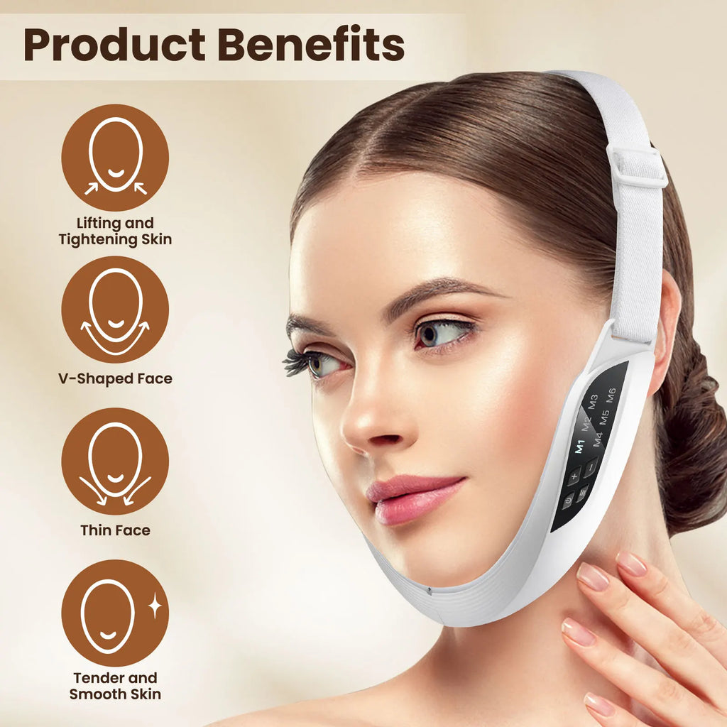 EMS Face Lifting Device LED Photon Therapy Vibration Facial Massager Face Slimming Double Chin Removal V Line Lift Belt SkinCare